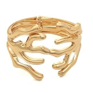 Algae Gold Sculptural Open Cuff Bracelet